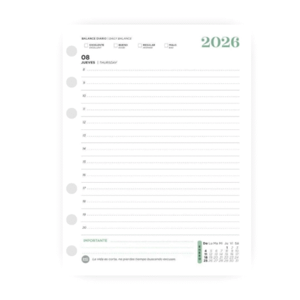 REPUESTO AGENDA 2026 IMAGINER UNIVERSITY N°8 DIA x PAGINA 3015