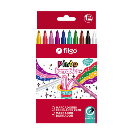 MARCADOR FILGO PINTO 2220 BORRABLES x 10 COLORES