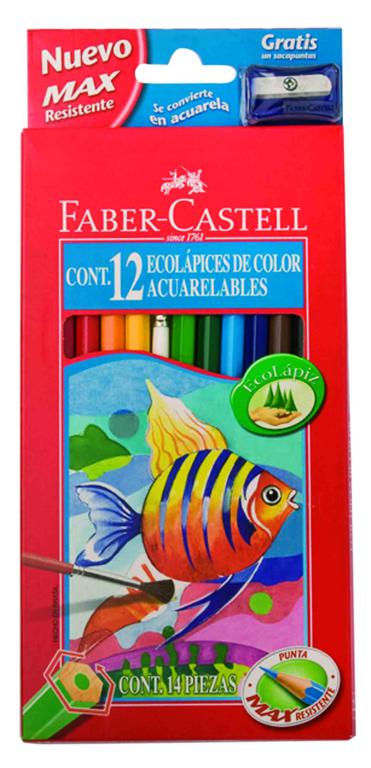 LAPIZ FABER CASTELL ECOLAPIZ ACUARELABLE x 12 COL.