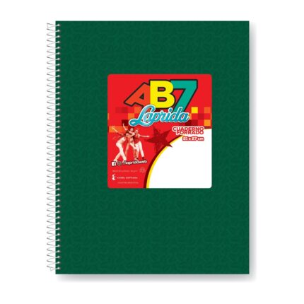 CUADERNO LAPRIDA AB7 21x27 60 HOJAS VERDE RAYA