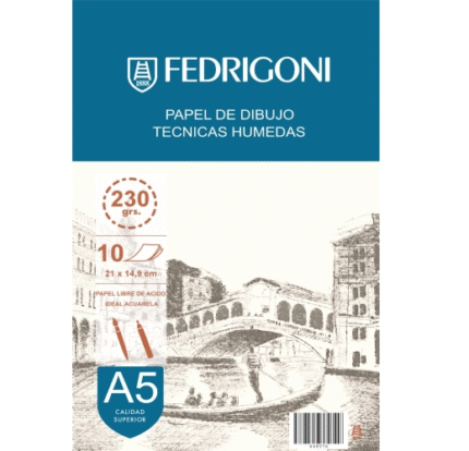 PAPEL FEDRIGONI TECNICA HUMEDA 230 GRS A5 x 10 HS  640976