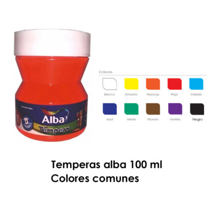TEMPERA ALBA ESCOLAR 100 ml  ROJO SEÑAL