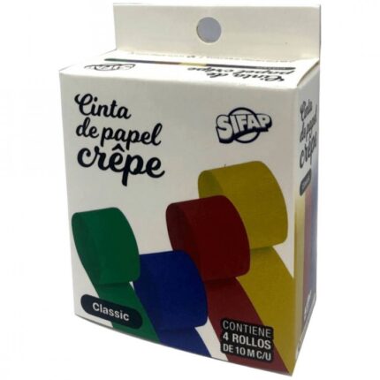 PAPEL CREPE SIFAP CLASSIC CAJA DE 4 ROLLO DE 10 M C/U
