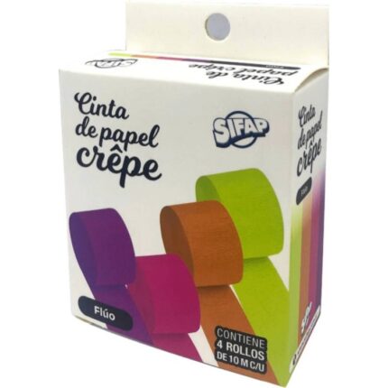 PAPEL CREPE SIFAP FLUO CAJA DE 4 ROLLO DE 10 M C/U
