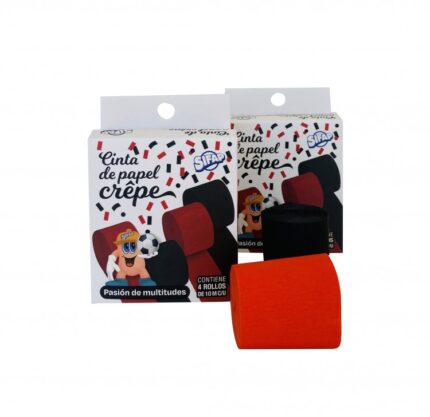 PAPEL CREPE SIFAP ROJO Y NEGRO CAJA DE 4 ROLLO DE 10 M C/U
