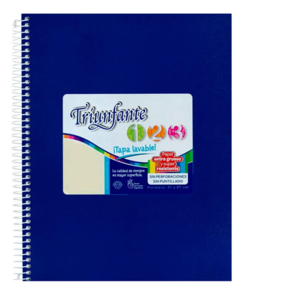 CUADERNO TRIUNFANTE 123 ESPIRAL 21x27 60 HOJAS AZUL CUADRO