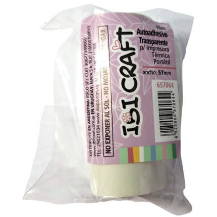 ROLLO PAPEL IBICRAFT IMPRESORA AUTOADHESIVO TRANSPARENTE x 3 MTS 657064